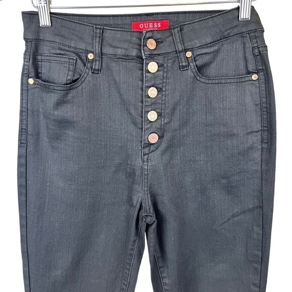 Guess Jeans Coated Super High Rise Button Fly Skinny Fit Jeans - Picture 4 of 15